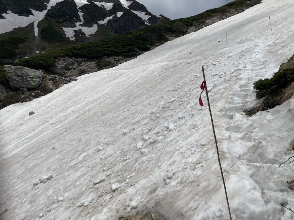 グリーンバンド付近の横沢の雪渓